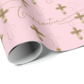 Pink Gold Cross Script-bevestiging Cadeaupapier (Rol Hoek)
