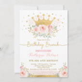 Pink Gold Crown Princess 40th Birthday Party Kaart (Voorkant)