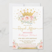 Pink Gold Crown Princess 60th Birthday Party Kaart (Voorkant)