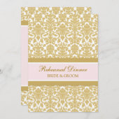 Pink Gold Damask-repesitie - Dinner Party Kaart (Voorkant / Achterkant)