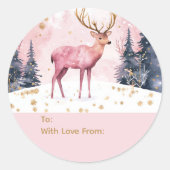 Pink & Gold Deer Personalized To and From Stickers (Voorkant)
