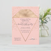 Pink Gold Diamond Confetti Glitter Bachelorette Kaart (Staand voorkant)
