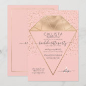 Pink Gold Diamond Confetti Glitter Bachelorette Kaart (Voorkant / Achterkant)