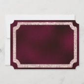 Pink & Gold Diamonds Glitter Bourgogne VIP Ticket Kaart (Achterkant)