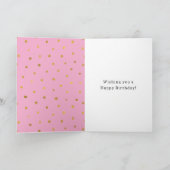 Pink Gold Dots Heart Birthday Kaart (Binnen)