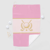 Pink & Gold Elegant Laurel Crest Design Golfhanddoek (Insitu)