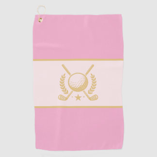 Pink & Gold Elegant Laurel Crest Design Golfhanddoek