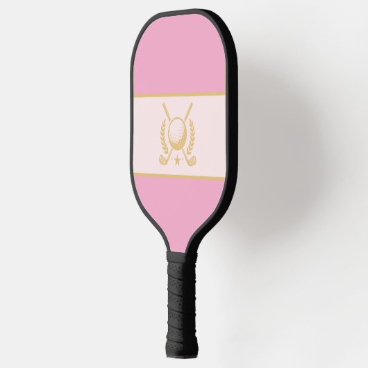 Pink & Gold Elegant Laurel Crest Design Pickleball Paddle (Links)