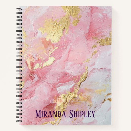 Pink & Gold Elegant Paint Purple Name Notitieboek (Voorkant)