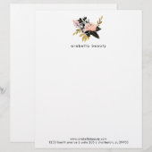 Pink Gold en Black Waterverf Floral Briefhoofd Sjabloon (Voorkant / Achterkant)