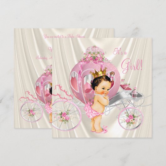 Pink Gold en Ivory Pearl Princess Baby shower Kaart (Voorkant / Achterkant)