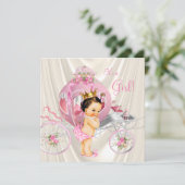 Pink Gold en Ivory Pearl Princess Baby shower Kaart (Staand voorkant)