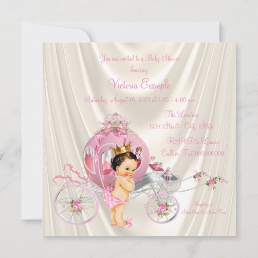 Pink Gold en Ivory Pearl Princess Baby shower Kaart (Achterkant)