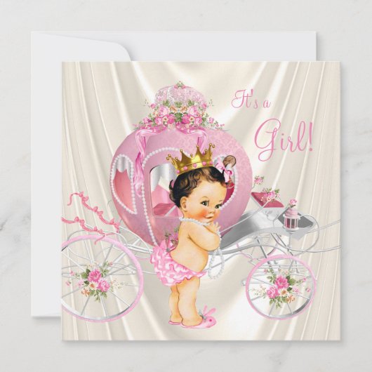 Pink Gold en Ivory Pearl Princess Baby shower Kaart (Voorkant)