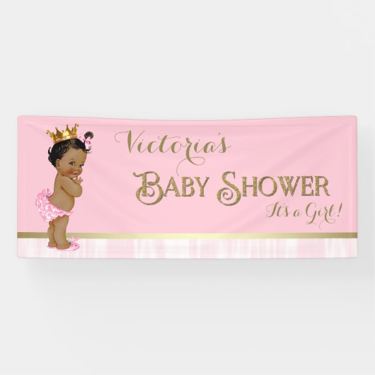 Pink Gold Ethnic Princess Baby shower Spandoek (Horizontaal)