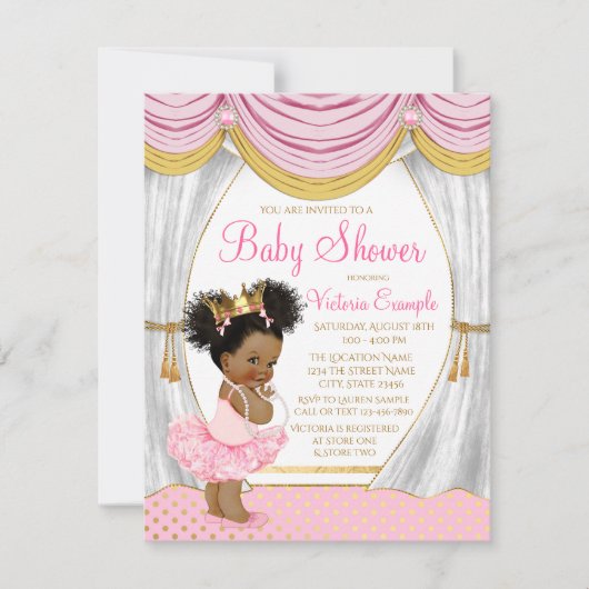 Pink Gold Etnic Princess Baby shower Uitnodiging (Voorkant)