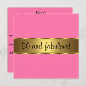 Pink Gold Fabulous 50e verjaardag Kaart (Voorkant / Achterkant)