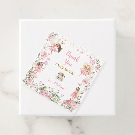 Pink Gold Fairy Princess Tea Party Favor Labels (In situ)