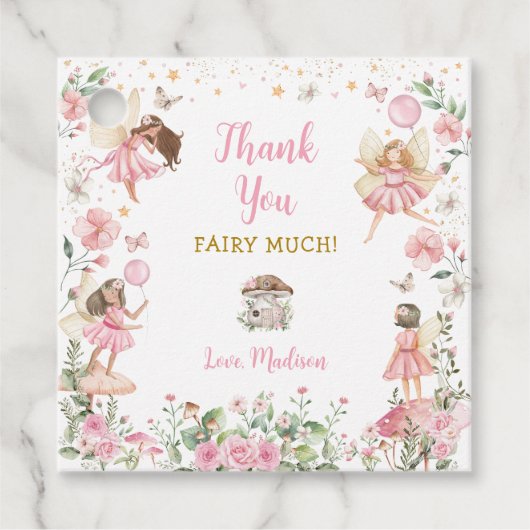 Pink Gold Fairy Princess Tea Party Favor Labels (Voorkant)