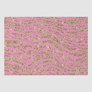 Pink Gold Faux Glitter Zebra Tissuepapier