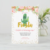 Pink Gold Fiesta Eerste Verjaardag uitnodiging (Staand voorkant)