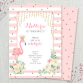 Pink Gold Flamingo verjaardagsfeestje uitnodiging