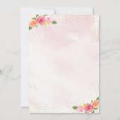 Pink Gold Floral Baby shower Tea Party Kaart (Achterkant)