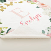 Pink Gold Floral Butterfly Girl Sherpa Deken (3/4)