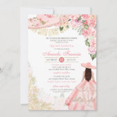 Pink & Gold Floral Charra Western Quinceanera Kaart (Voorkant)
