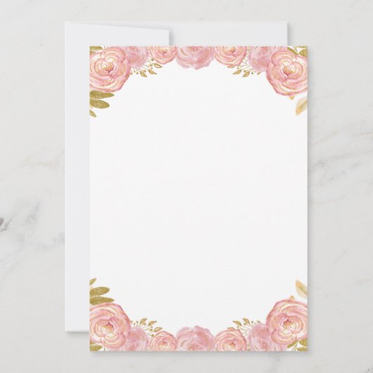 Pink Gold Floral Cross-minimalistische baptisme Kaart (Achterkant)