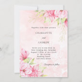 Pink gold floral elegant wedding kaart (Voorkant)