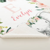 Pink Gold Floral Elephant Girl Sherpa Deken (3/4)