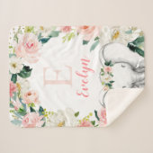 Pink Gold Floral Elephant Girl Sherpa Deken (Voorkant (horizontaal))