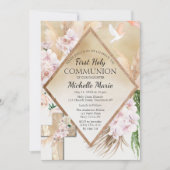 Pink Gold Floral First Heilige Communist Girl Kaart (Voorkant)