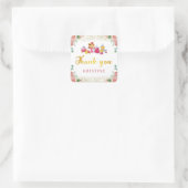 Pink Gold Floral Garden Tea Party Vierkante Sticker (Tas)
