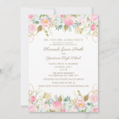 Pink Gold Floral Girls Graduparty Kaart (Voorkant)