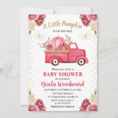Pink & Gold Floral Herfst Baby shower Kaart (Voorkant)