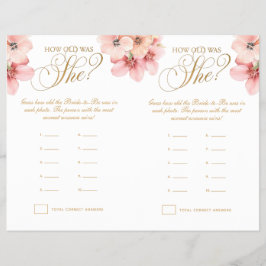 Pink Gold Floral Hoe oud was ze spel Flyer