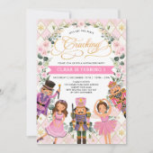 Pink Gold Floral Nutcracker Girls Birthday Party Kaart (Voorkant)