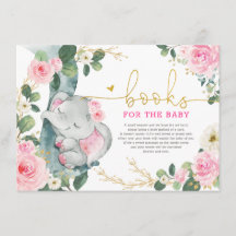 Pink Gold Floral Olifant Boeken voor Baby Meisje