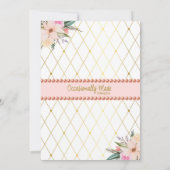 Pink Gold Floral Princess Birthday Invitation Kaart (Achterkant)