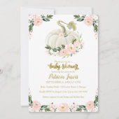 Pink Gold Floral Pumpkin Herfst Girl Baby shower (Voorkant)