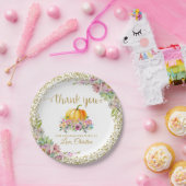 Pink Gold Floral Pumpkin Herfst Party Hartelijk da Papieren Bordje (Feest)