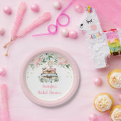 Pink Gold Floral reiswieg mevrouw Vrijgezellenfees Papieren Bordje (Feest)