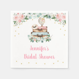 Pink Gold Floral Reizen Miss to Mrs Vrijgezellenfe Servet