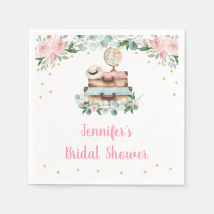 Pink Gold Floral Reizen Miss to Mrs Vrijgezellenfe Servet