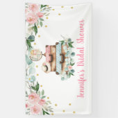 Pink Gold Floral Reizen Miss to Mrs Vrijgezellenfe Spandoek (Verticaal)