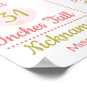 Pink Gold Floral Rozen 1e verjaardag milestone Poster (Hoek)