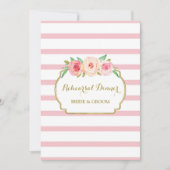 Pink Gold Floral Stripes Rehearsal Dinner Party Kaart (Voorkant)