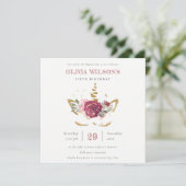 Pink Gold Floral Unicorn elke dag van de leeftijd  Bedankkaart (Staand voorkant)